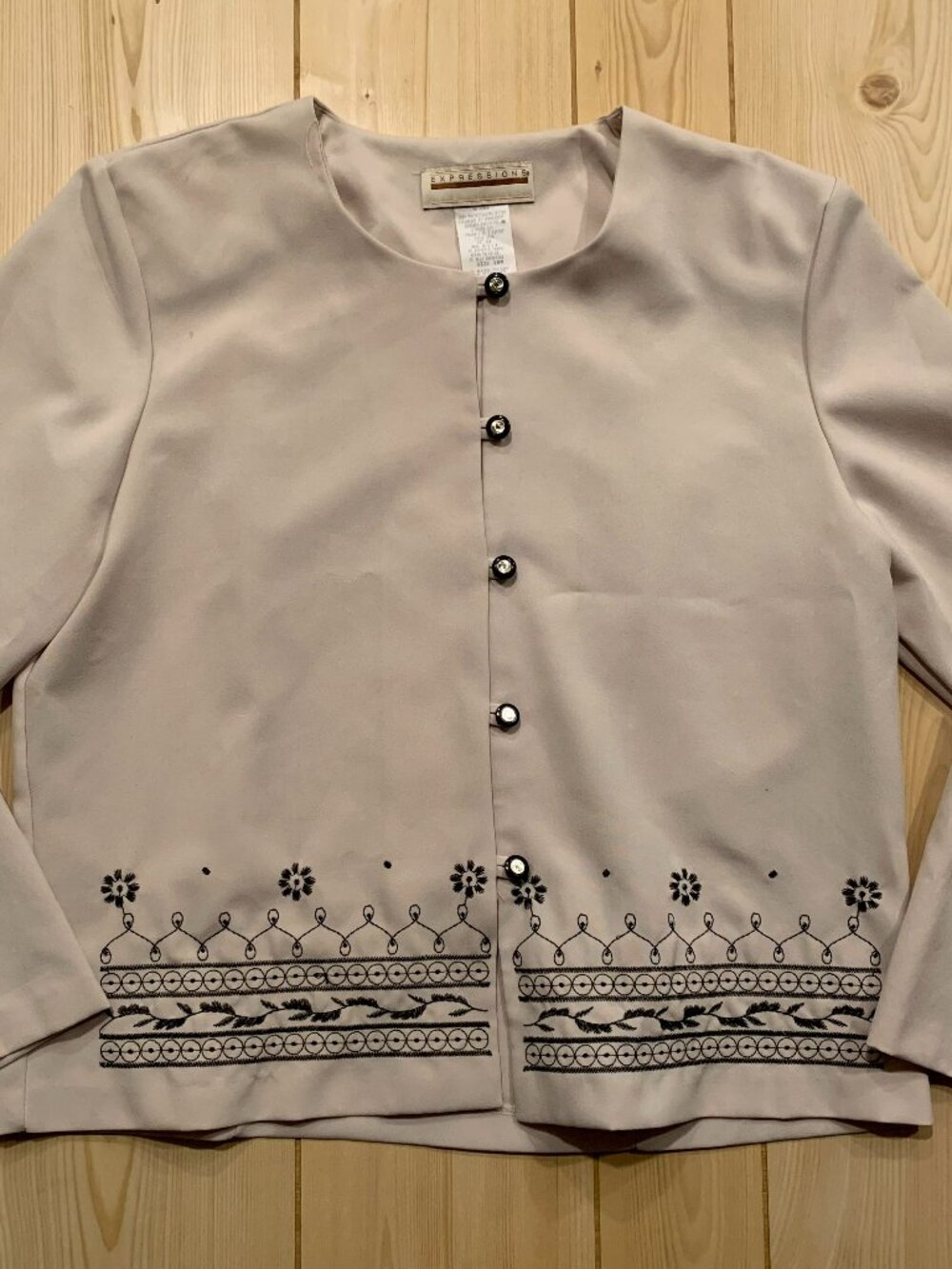 Vintage 90s Expressions Floral Shoulder Pads Button-Down Blouse Top Women's 18M